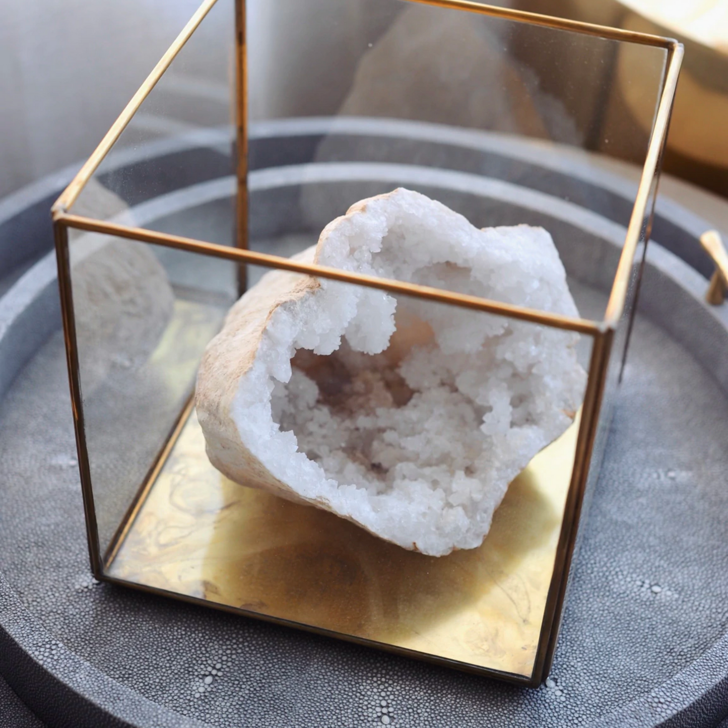Crystal Geode in Glass Display Box