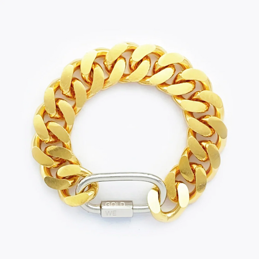 Bracelet - bold cuban chain - gold.