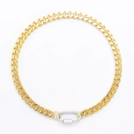 Necklace - cuban link - gold.